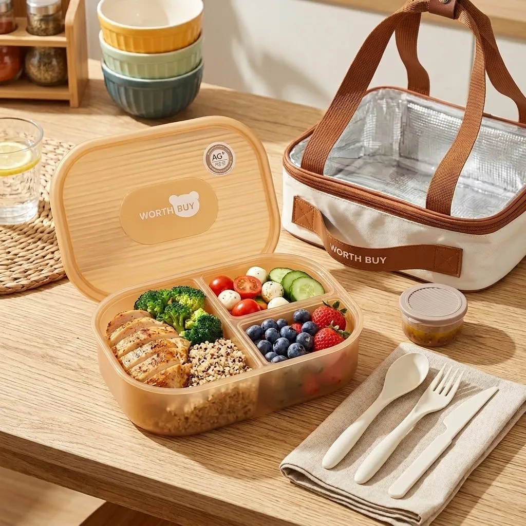 Divided Plastic Bento Box 3 Co - Meal Prep Or Prep Meal recension och pris