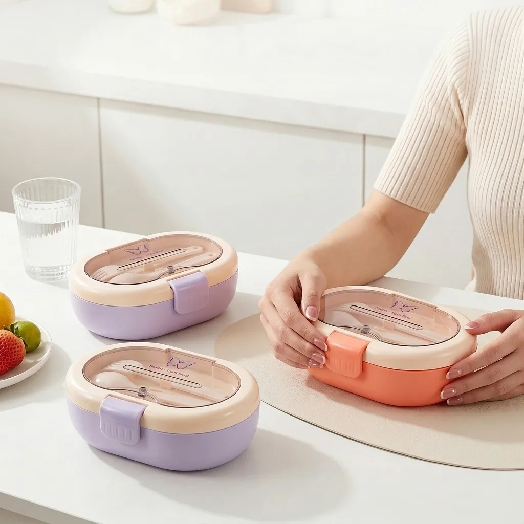 Plastic Bento Box with Cutlery - Meal Prep Or Prep Meal recension och pris