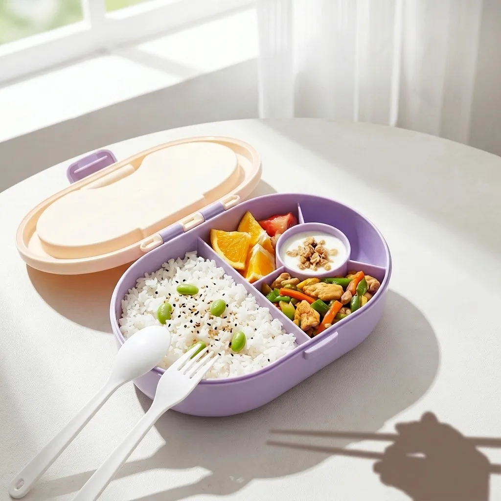 Plastic Bento Box with Cutlery - Meal Prep Or Prep Meal recension och pris